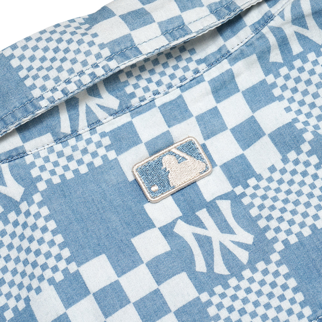 M7B Checkerboard Monogram Denim Short Sleeve Shirt