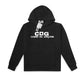 CDG White Text Hoodie Black
