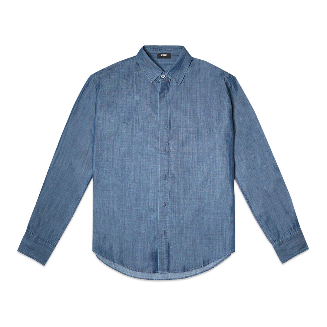 FOLX Cotton Denim Long Sleeve Shirt