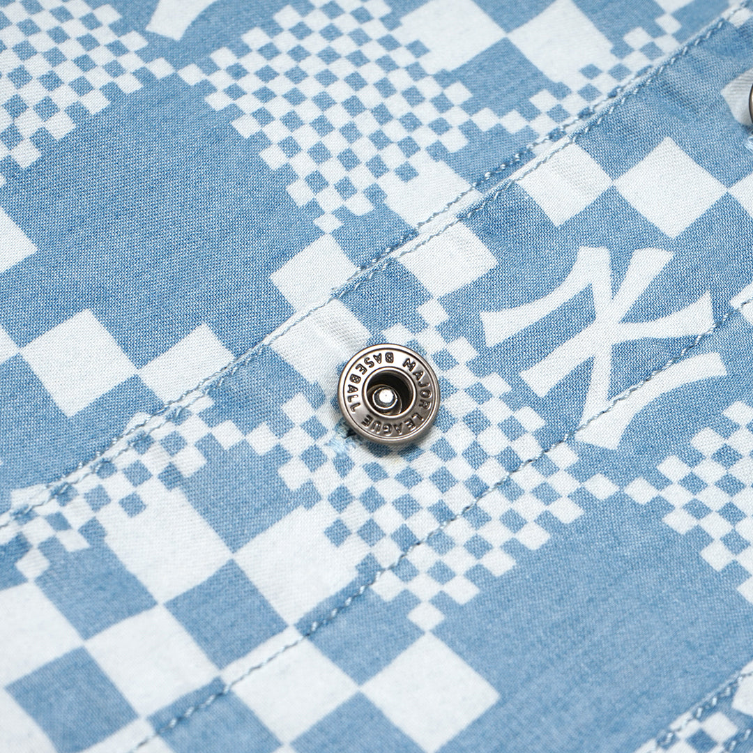M7B Checkerboard Monogram Denim Short Sleeve Shirt