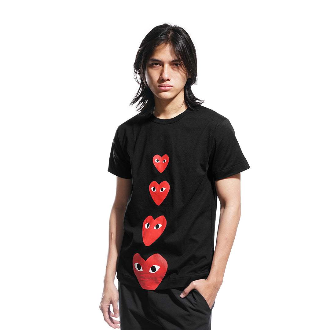 CDG Play Four Vertical Hearts T-Shirt