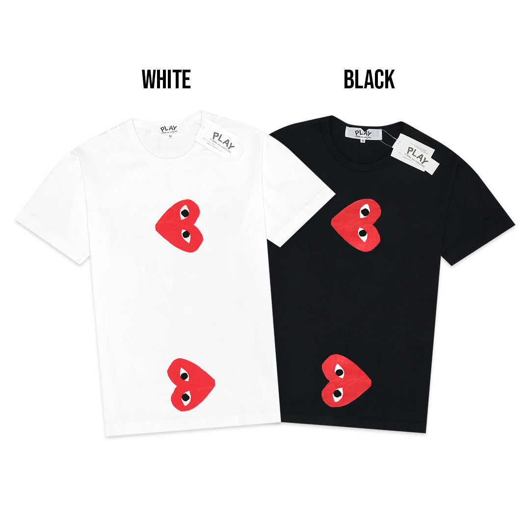 CDG Play Double Vertical Hearts T-Shirt