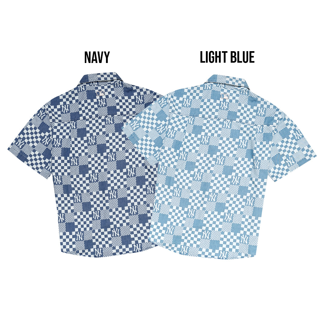 M7B Checkerboard Monogram Denim Short Sleeve Shirt