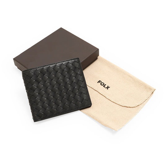 FOLX Intrecciato Bifold Leather Wallet