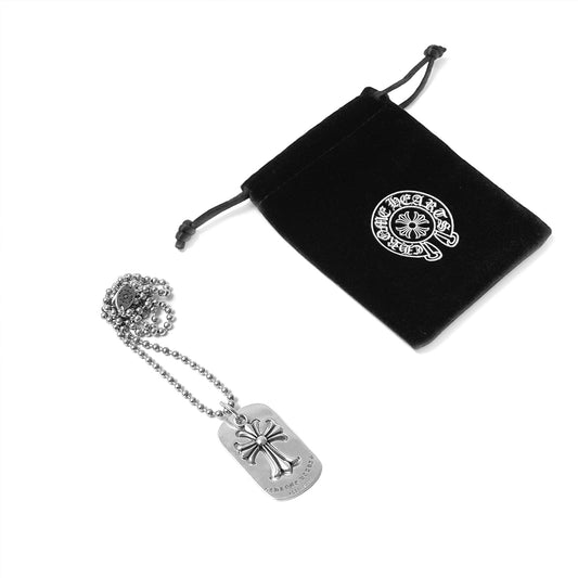 Chrome Hearts Cross Cutout Dog Tag Pendant Necklace