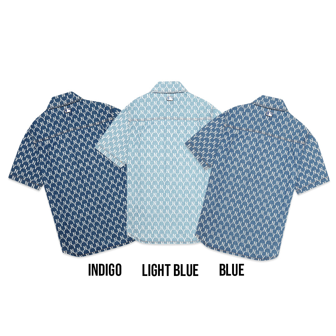 M7B Classic Monogram Denim Short Sleeve Shirt