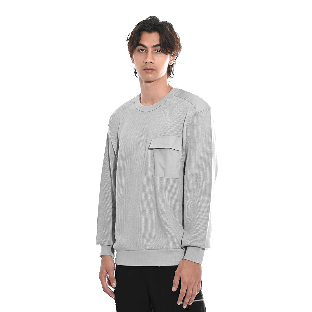 FOLX Woven Chest Pocket Sweater