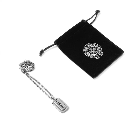 Chrome Hearts Cross and Dagger Cutout Dog Tag Pendant Necklace
