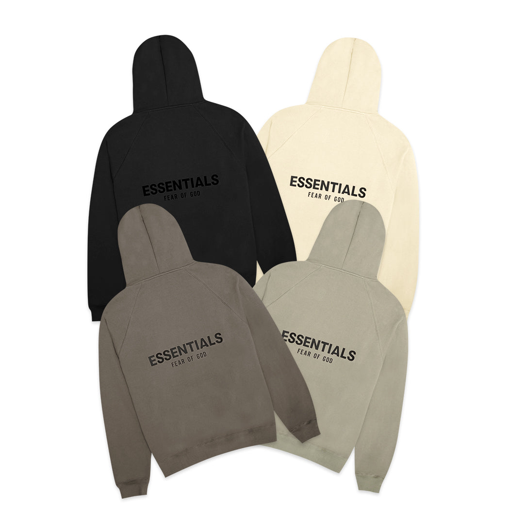 FOG Essentials Back Black Rubber Text Hoodie