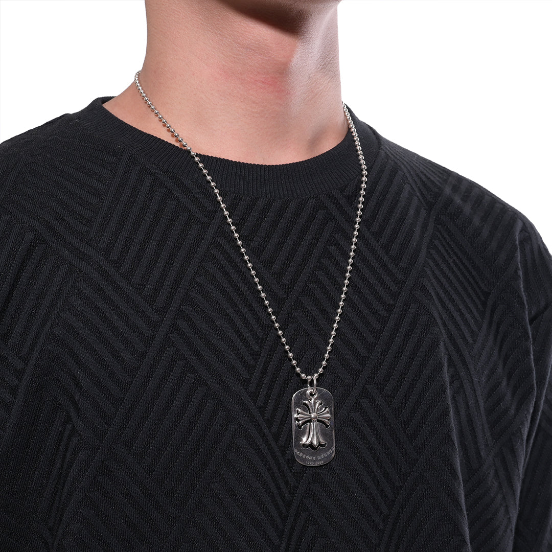 Chrome Hearts Cross Cutout Dog Tag Pendant Necklace