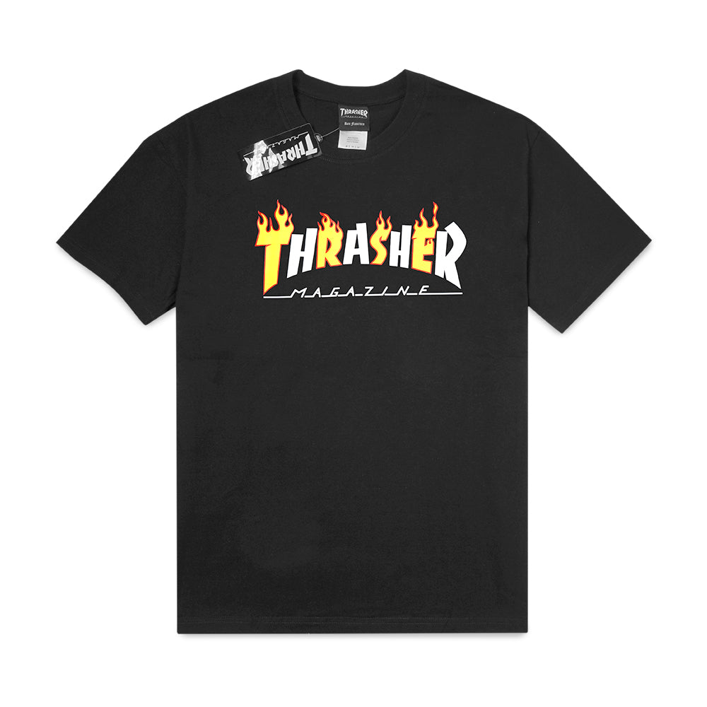 TSR Half Flame Print T-Shirt Black