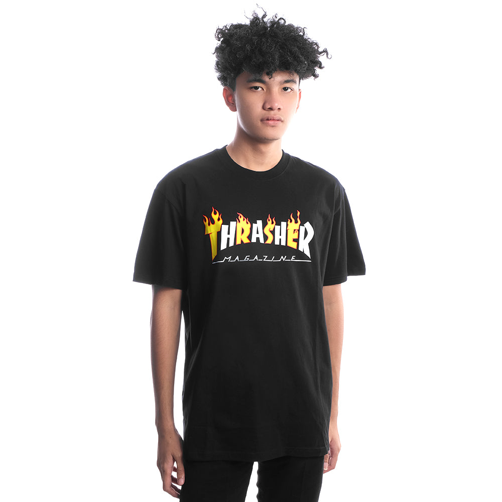 TSR Half Flame Print T-Shirt Black