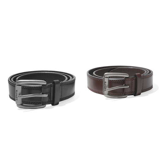 LVS Grey Pin Buckle Leather Belt