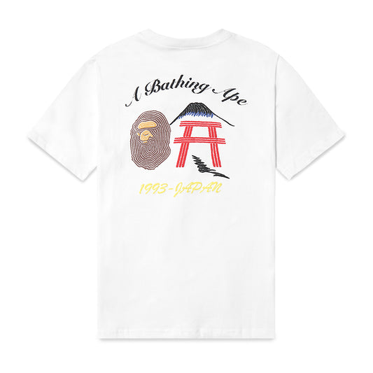 A Bathing Ape Embroidered Style Japan Culture T-Shirt White