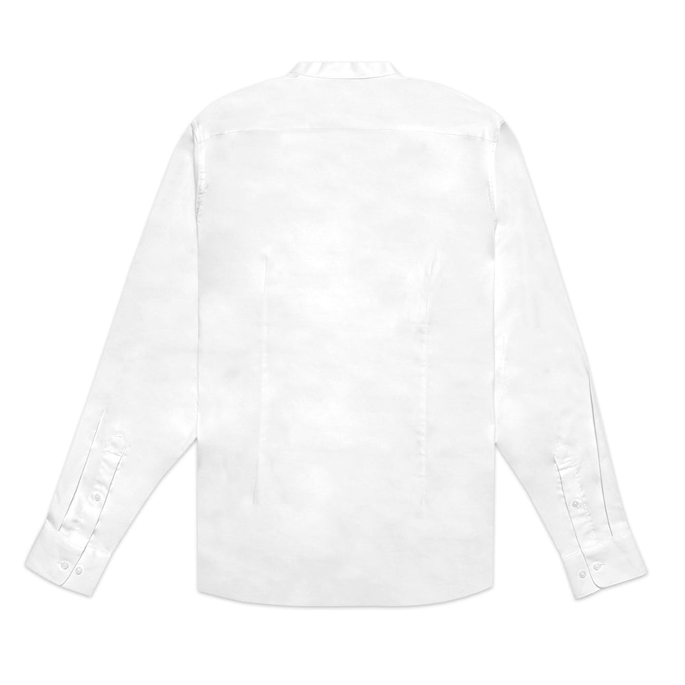 H&M Slim Fit Grandad Long Sleeve Shirt White SANGKIL