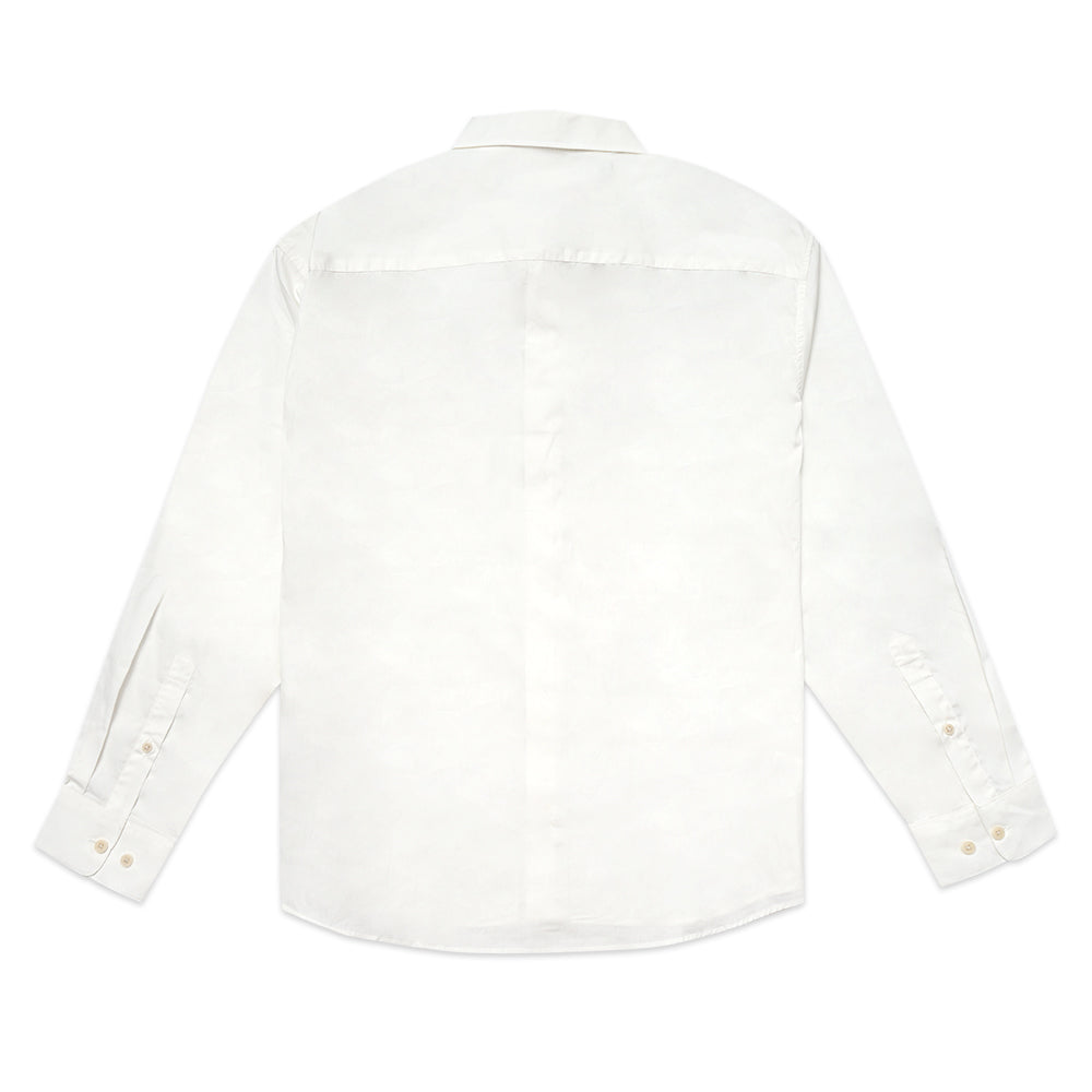 H&M Relaxed Fit Cotton Long Sleeve Shirt Ivory White