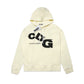 CDG Slanted Text Hoodie Beige