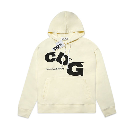 CDG Slanted Text Hoodie Beige
