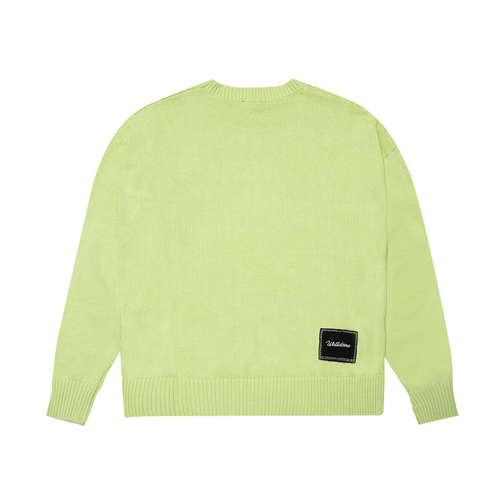 We11done Printed Knit Sweater Lime