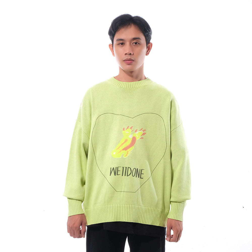 We11done Printed Knit Sweater Lime