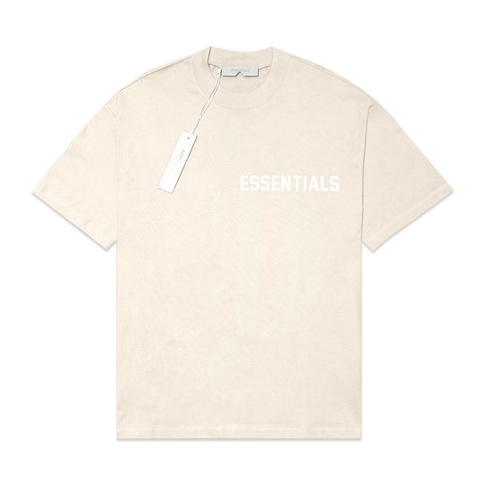 FOG Essentials Chest Solid Velvet Text T-Shirt Beige