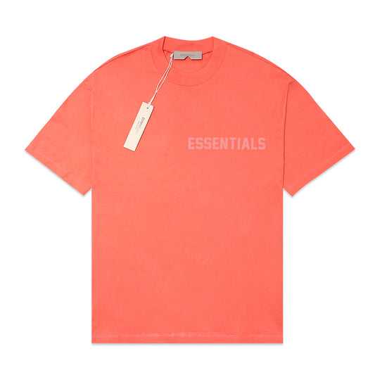 FOG Essentials Chest Solid Velvet Text T-Shirt Coral Red