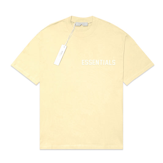 FOG Essentials Chest Solid Velvet Text T-Shirt Yellow