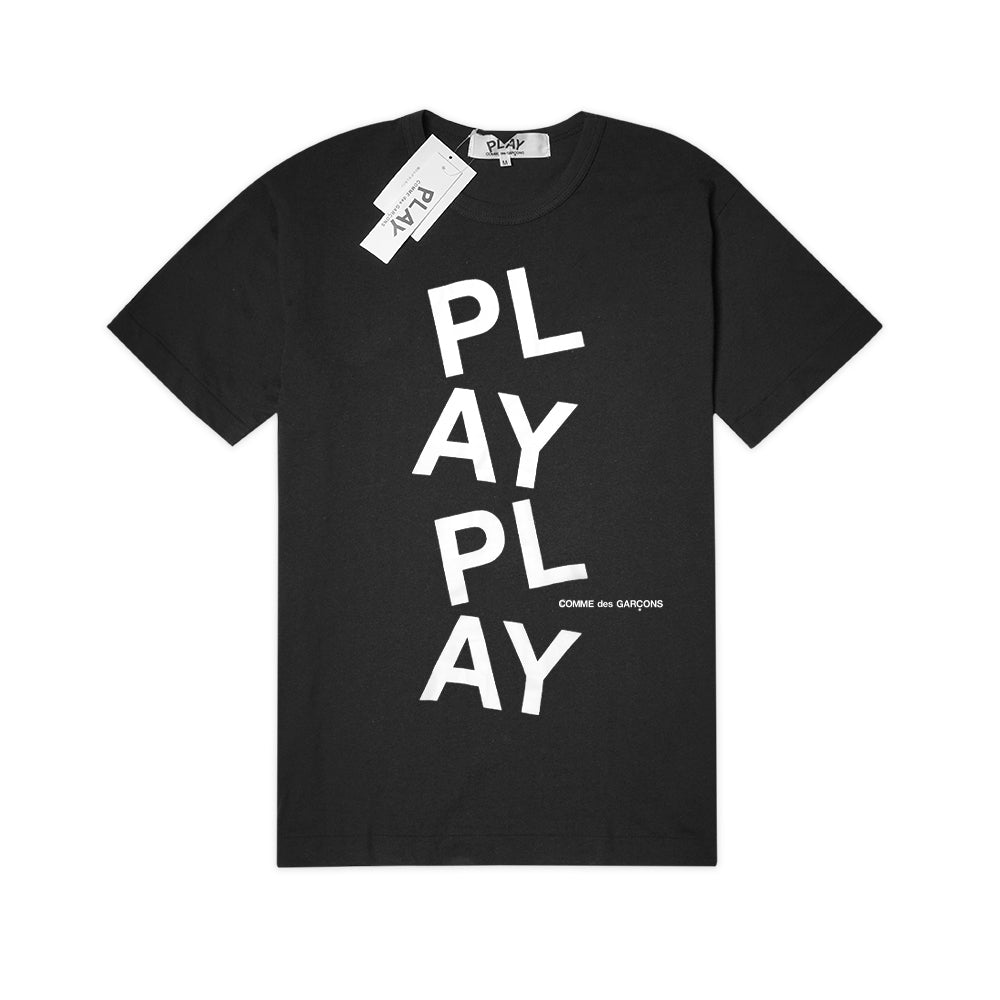 CDG Play Vertical Play Text T-Shirt