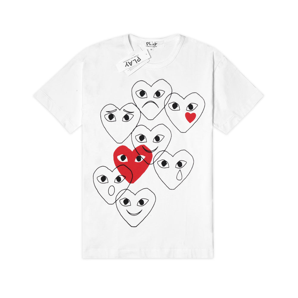 CDG Play Multiple Emoticon Hearts Logo T-Shirt