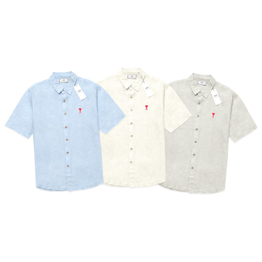 4M1 Linen Blend Short Sleeve Shirt