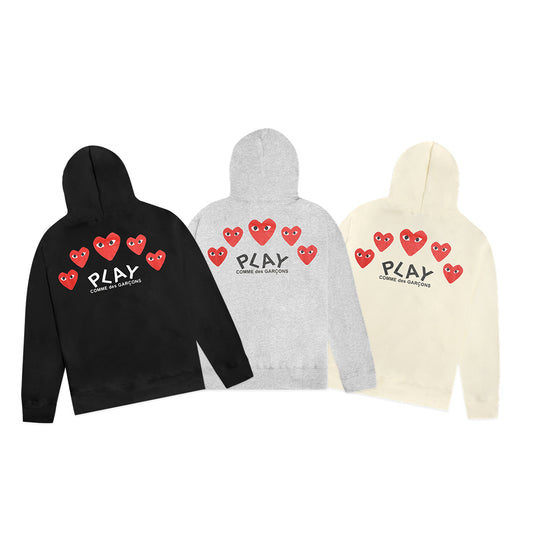 CDG Play Five Heart Print Zip-Up Hoodie