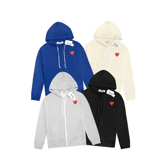 CDG Play Red Heart Zip-Up Hoodie